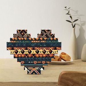 Bouwsteenpuzzel hartvormige bouwstenen Afrikaanse tribal etnische textuur puzzels blok puzzel voor volwassenen 3D micro bouwstenen voor huisdecoratie bakstenen set