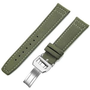 Verstelbare Gesp Gevlochten Elastische Nylon Horlo Nylon horlogeband 20 mm 21 mm 22 mm canvas horlogeband Stoffen horlogeband Vouwgesp Pin-gesp Lederen vervangingsband nylon horlogeband(Army Greenfold