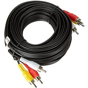 Goobay 50770 Composite RCA-kabel 10 m / 3x RCA-stekker naar 3x RCA-stekker/RCA-kabel afgeschermd/subwooferkabel Blu Ray versterker hifi/RCA-kabel 10 m/zwart