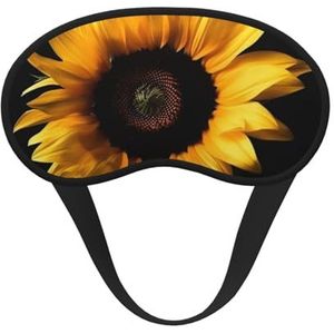 Slaapoogmasker voor dames en heren, zacht, comfortabel slaapmasker, verduisterend, slapende oogbedekking voor reizen, yoga, dutje, werk, zonnebloem op zwarte achtergrond