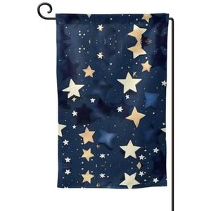 Marineblauwe hemel en sterren tuin vlag dubbelzijdige boerderij tuin vlag lente zomer buiten decoratie 30x45 cm