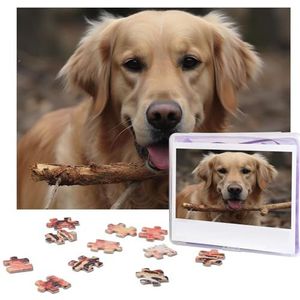 Puzzel met 500 stukjes - hond en stok foto puzzels voor volwassenen uitdagende puzzel gepersonaliseerde houten puzzel foto puzzel geschenken 51,8 cm x 38 cm