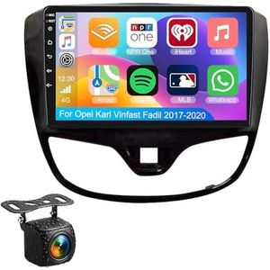Android 14.0 2 Din Autoradio 9"" Touchscreen Auto Stereo voor Opel Karl Vinfast Fadil 2017-2020 met Draadloze Carplay Android Auto GPS navigatie AHD Omgekeerd beeld Stuurwielbediening(S-6(8G+128G))