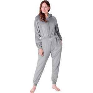 CityComfort Onesies voor dames, zachte comfortabele fleece pyjama, nachtkleding voor vrouwen, pluizige fleece onesie loungewear maten S-XL, Grijs, L