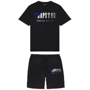 Trapstar Zomer Casual Sportshort Met Korte Mouwen,2-delige Set Zwart Kort Trainingspak Voor Heren,21 Stijlen,Katoen,ademend,Unisex T-shirt-shortset Voor Dames (Color : 9, Grootte : XL)