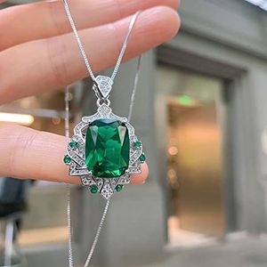 Kettingen voor vrouwen 12 * 16 MM Tanzanite Emerald Ruby Ketting Edelsteen Sieraden Cadeau for vrouwen (Color : Green_Onesize)