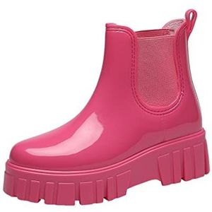 BebeXi Korte Regenlaarzen voor Vrouwen Maat 8 Met Katoen Binnenin Regenlaarzen Outdoor Rubber Water Schoenen Hart Regen Laarzen voor Vrouwen, roze (hot pink), 39.5 EU