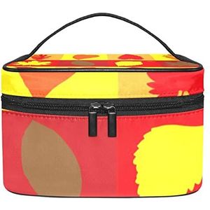 rood goud herfst ontbladering make-up organizer tas, reizen make-up tas organizer case draagbare cosmetische tas voor vrouwen en meisjes toiletartikelen, Meerkleurig, 22.5x15x13.8cm/8.9x5.9x5.4in
