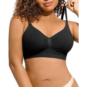 Draadloze Sculpt-bh Met Volledige Dekking Voor Dames, Verstelbare Bandjes En Naadloze Ondersteuning(Black,XX-Large)
