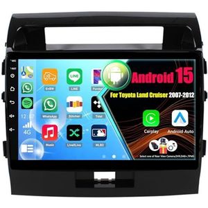 Android 15 Autoradio Voor Toyota Land Cruiser 2007-2012 met Draadloze Carplay Android Auto, 9 Inch Autoscherm Soporta Bluetooth WIFI GPS FM/RDS(8Core(8+256GB))