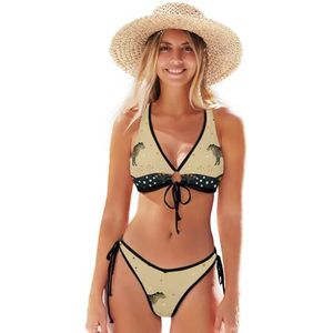 Chinese Stijl Cheetah Bikini Badmode Beachwear Twee Stukken Set Badpak Voor Strand Meisje Vrouwen, Patroon, L