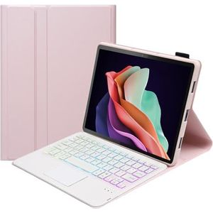 JZCZMCE Toetsenbordhoes voor Honor 8 12 inch, 7 kleuren met achtergrondverlichting, afneembaar draadloos toetsenbord met intelligent touchpad, roze