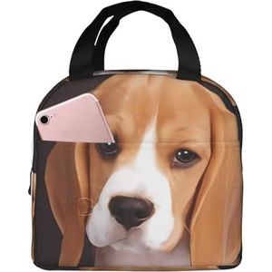 Ovely Pet Dog Beagle uniseks verdikte geïsoleerde lunchtas met voorvak voor werk, reizen, wandelen, picknick