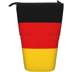 Evengigy Duitse vlag print schattig etui met ritssluiting verstelbare standaard potloodhouder grappige make-up tas, Zwart, Eén maat, Tas Organizer