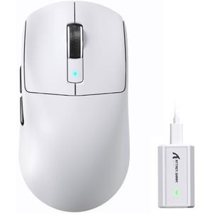 ATTACK SHARK R6 draadloze 8KHz gamingmuis, SUPERLIGHT 42g, Nordic 52840 MCU, PixArt PAW3950MAX gamingsensor, BT/2.4G / bedraad, 6 instelbare DPI tot 42000, 250mAh oplaadbare batterij, pc/Mac (wit)
