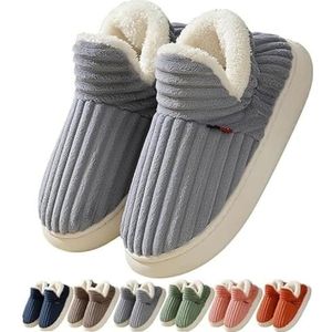 Sunmoine Cloud Slippers, Pillow Warm Fuzzy House Slippers, Unisex Winter Cozy Fashion Soft Slip-On Plush Slippers Casual Home Shoes (44-45,Gray)