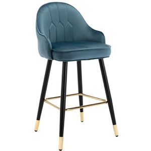 Barkrukken Barkruk Fluwelen Tegenkrukken Met Rugleuning Metaal Gestoffeerde Zitting Kruk Hoge Krukken Barstoel Barstoel Bistrokruk(Blue,Sitting Height 65cm)