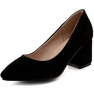 Smilice - Elegante Damespumps - Zwart - Blokhak - Spitse Neus