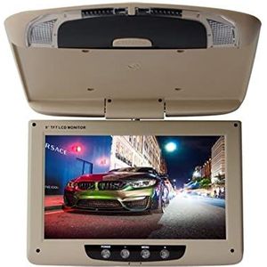 Auto-hoofdsteunspeler, 11 inch autodak monitor LCD neerklapbaar scherm overhead multimedia video plafond dakmontage display,Videospeler(11 inch Beige)