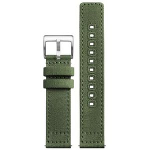 Nylon canvas horlogeband 18 mm 20 mm 22 mm geschikt for Hamilton Khaki Field H70605731 H70605993 geschikt for Seagull geschikt for Seiko Sports horlogeband armband (Color : Army green-silver, Size :