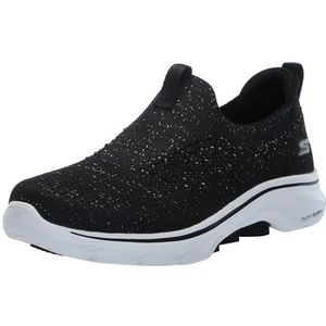 Skechers Dames GO Walk 7 Bling Sneaker, Zwart, 8 UK, Zwart, 41 EU