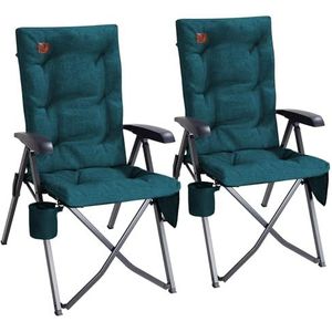 EVER ADVANCED Campingstoel, opvouwbaar, in 4 posities tot 150 kg, klapstoel, 6 cm dik, gevoerd met zijzak, drankhouder, tuinstoel, hoge rugleuning, visstoel voor camping, tuin, balkon