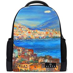 My Daily Napels Italië Schilderen Rugzak 14 Duim Laptop Daypack Boekentas voor Reizen College School, Meerkleurig, One Size