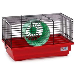Decorwelt Hamsterstokken, rood, buitenmaten, 33,5x20x20, knaagkooi, hamster, plastic, kooi met accessoires