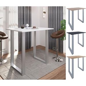 VCM Premium houten aluminium bartafel, statafel, bistrotafel, bartafel, Xona 110x80 cm, zilver/honing-eiken