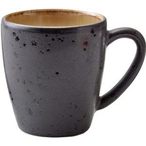 BITZ Mok, kleine koffiebeker van aardewerk, 19 cl, zwart/amber