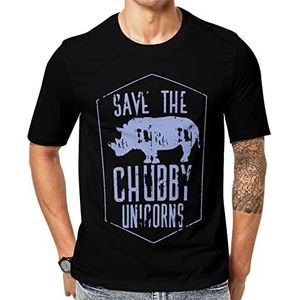 Save The Chubby Unicorns grafisch T-shirt met korte mouwen voor heren ronde hals print casual T-shirt S