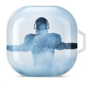 Voetballer oordopjes hoesje compatibel met Samsung hard shell beschermhoes wit stijl