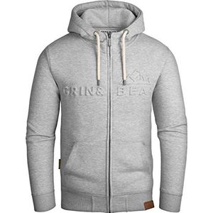 Grin&Bear Heren hoodie sweatshirt met reliëf logo GEC017, gemengd grijs, L