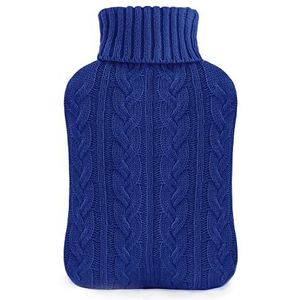 samply Warmwaterkruik met hoes, zachte premium gebreide hoes, 2 l grote warmwaterkruik, marineblauw