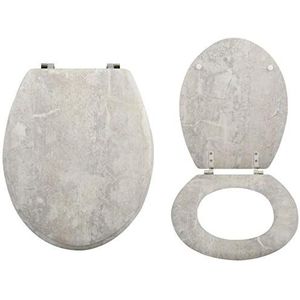 MSV Toiletzitting deksel MDF houten kern ""Stonehenge"" scharnieren van roestvrij staal - hoogwaardige en stabiele kwaliteit