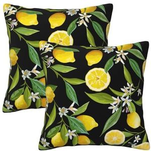 Gele citroen 40 x 40 cm decoratieve sierkussens, vierkant sierkussen voor bank, bed, bank, bank, stoel