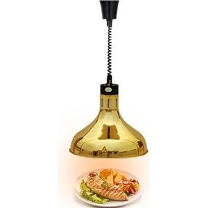 290 mm commerciële voedselverwarmerslamp, intrekbare voedselwarmtelamp met 250 W verwarmingslamp, voedselwarmte hanglamp for restaurant keuken thuis cafetaria gebruik (Color : Gold)
