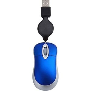 USB intrekbare bedrade muis,Mini Ergonomie bedrade muis,Ergonomie Home Office Muizen voor Computer PC Laptop (blauw)