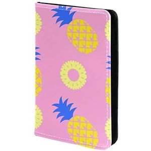 Paspoorthouder, paspoorthoes, paspoortportemonnee, reisbenodigdheden pop ananaspatroon roze, Meerkleurig, 11.5x16.5cm/4.5x6.5 in