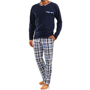 Sesto Senso Heren Lang Pyjama Set 100% Kotoen Groote Mouw Top Met Zak & Bottom Nachtkleding Pjs M Jasiek 2188/17