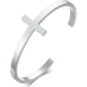 Roestvrij staal Egyptisch teken Ankh Cross Life Cuff armband voor vrouwen meisjes mooie religieuze stijl cadeau