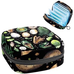 Maandverband Opbergtas, Menstruatiecup Pouch Tampon Bag, Menstruatie Pads Houder Organizer voor Vrouwen Meisjes, Dinasour Tropical