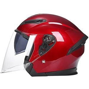 Volwassen Open Gezicht Motorbike Crash Helm Motorfiets 3/4 Half Helme Dubbele Zonneklep voor Volwassen Mannen Vrouwen DOT/ECE Certificering C,L