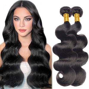 Salharer Body Wave Human Hair Bundles 2 Extension Machine Double Wefts 100% Unprocessed Brazilian Virgin Remy Weave Grade 8A Natural Black Color for Woman 26 28 Inch
