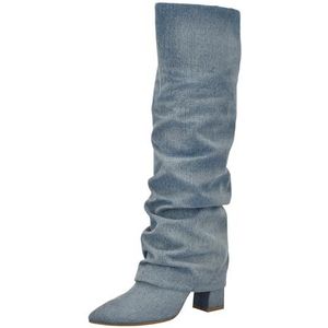 GUESS Geima Kniehoge laarzen, medium blue denim 420, 38,5 EU