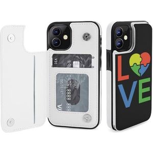 Live And Love Autisme Portemonnee Flip Case Voor iPhone 12/12 Mini/12 Pro/12 Pro Max Stand Cover Met Kaartsleuven Houder