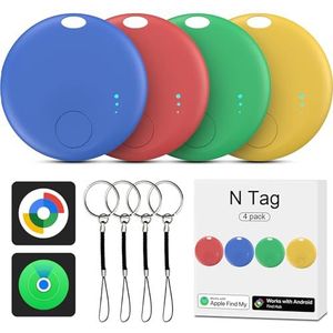 Air Tracker Android en iOS, 4 stuks smart tracker, sleutelvinder, compatibel met Google Find Hub en Apple Find My app, bluetooth-tracker voor bagage, portemonnee, koffer