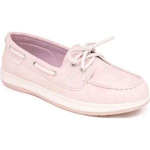 Nautica Casual bootschoenen voor dames, moc-teen loafers met gewatteerde binnenzool, dekmode, sneaker, Roze Nubuck, 7.5
