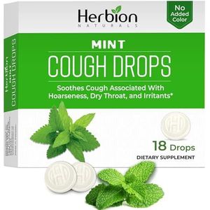Herbion Naturals Hoestdruppels met natuurlijke muntsmaak, 18 druppels, verlicht hoest, kalmeert een zere mond, voor volwassenen en kinderen van 2 jaar en ouder.