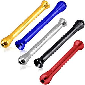 Metalen snuifrietje, 5 stuks draagbare snuiffles snuiven snurken kit aluminium snuifkit neusbuis snuiffles 69 mm 5 kleuren